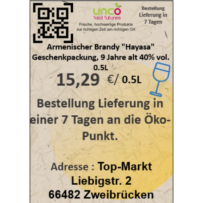 Armenischer Brandy "Hayasa" Geschenkpackung, 9 Jahre alt 40% vol. 0.5L