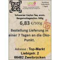 Schwarzer Ceylon Tee, arom. Bergamottegeschm. 500g