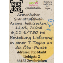 Armenischer Granatapfelwein Arame, halbtrocken, 11,5%, 750ml