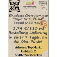 Eingelegte Cherrytomaten "Olja"  Nr.3, Klassik, 880ml (ATG 430g)
