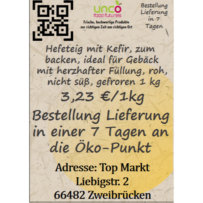 Hefeteig mit Kefir, zum backen, ideal für Gebäck mit herzhafter Füllung, roh, nicht süß, gefroren 1 kg