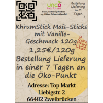KhrumStick Mais-Sticks mit Vanille-Geschmack 120g