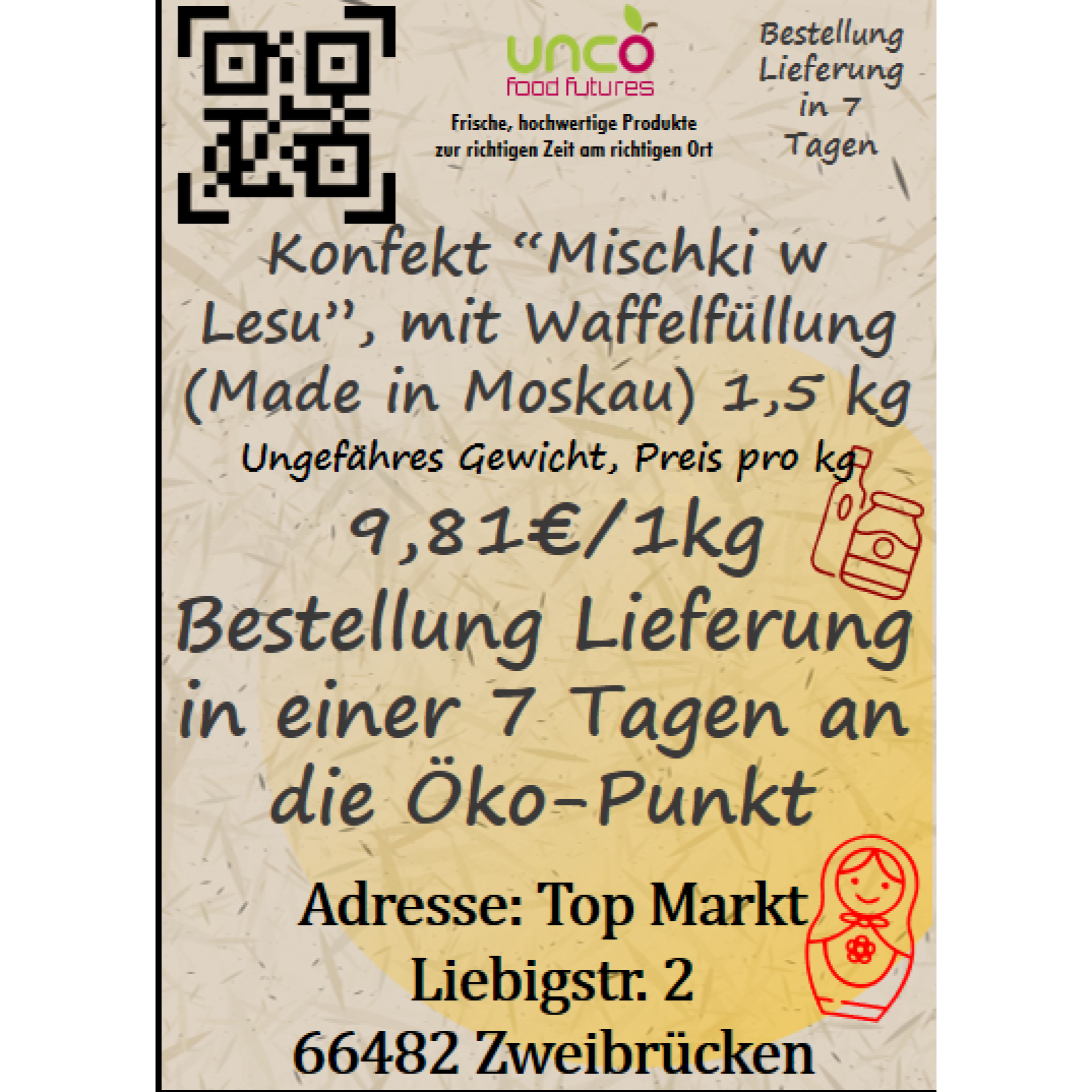 Konfekt "Mischki w Lesu", mit Waffelfüllung (Made in Moskau) 1,5 kg