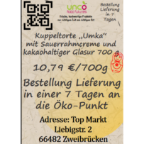 Kuppeltorte "Umka" mit Sauerrahmcreme und kakaohaltiger Glasur 700 g