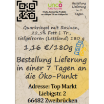 Quarkriegel mit Rosinen, 22,5% Fett i. Tr., tiefgefroren (Lettland) 180 g