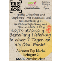 Trüffel "Haselnut and Raspberry" mit Haselnuss und Himbeerfüllung in Geschenkverpackung und Geschenktüte 252 g