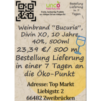 Weinbrand "Bucuria", Divin XO, 10 Jahre, 40%, 500ml