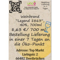 Weinbrand "Legend 1863", 40%, 700ml